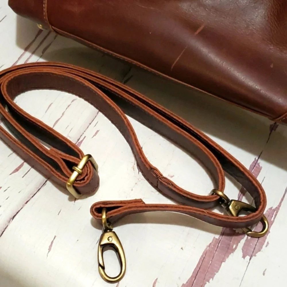 Distress brown leather laptop office work  school messenger bag